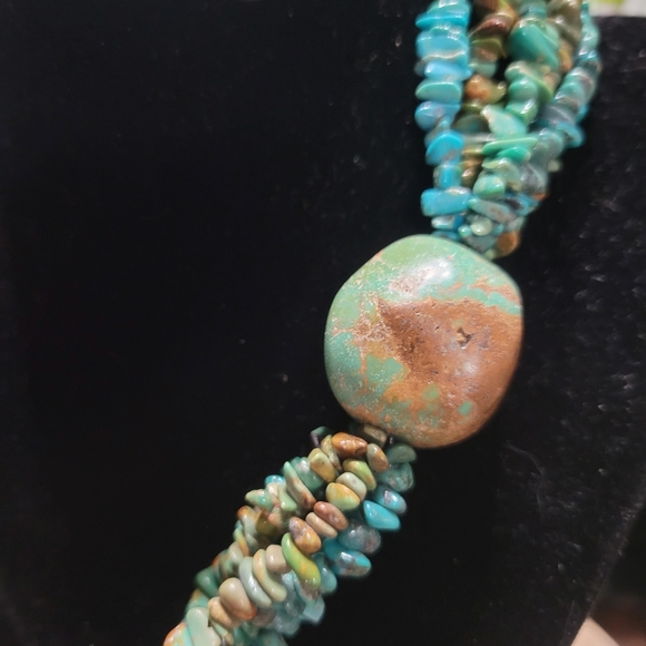 5 Strand Turquoise Nugget and Bead Necklace - Picture 2 of 6